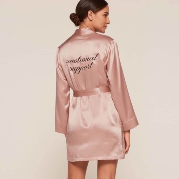 Reformation Other - Reformation Emotional Support Silk Bridal Robe in Blush Size XS NWT